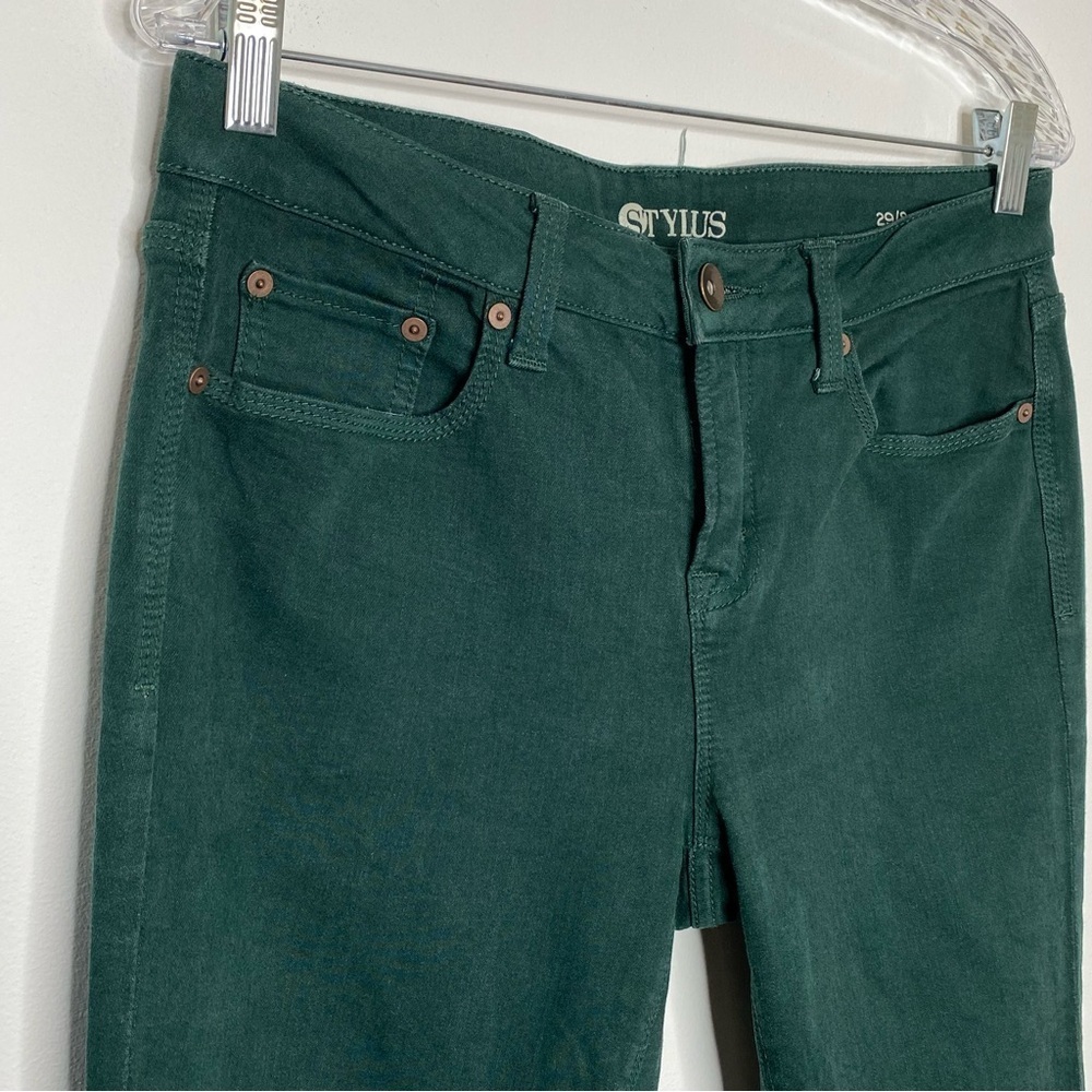 Stylus Deep Forest Green Skinny Ankle Jeans